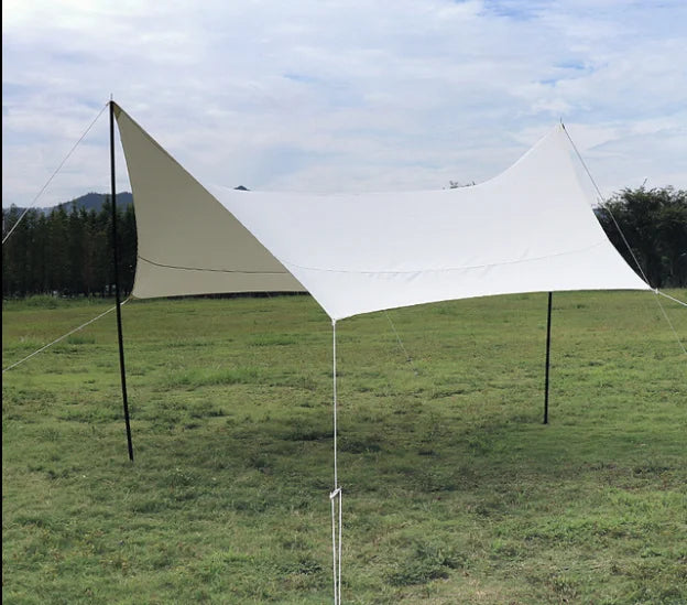 TAP Outdoor Waterproof Rain Fly Tent Shelter Essential Survival Gear Sunshade Awning Hexagonal Shaded Camping Tarp For Hiking