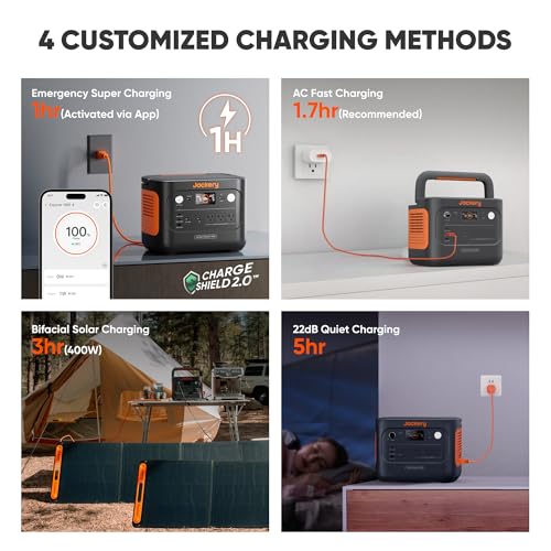 Jackery Explorer 1000 v2 Portable Power Station,1070Wh LiFePO4 Battery,1500W AC/100W USB-C Output, 1 Hr Fast Charge, Solar Generator for Camping,Emergency, RV, Off-Grid Living(Solar Panel Optional)