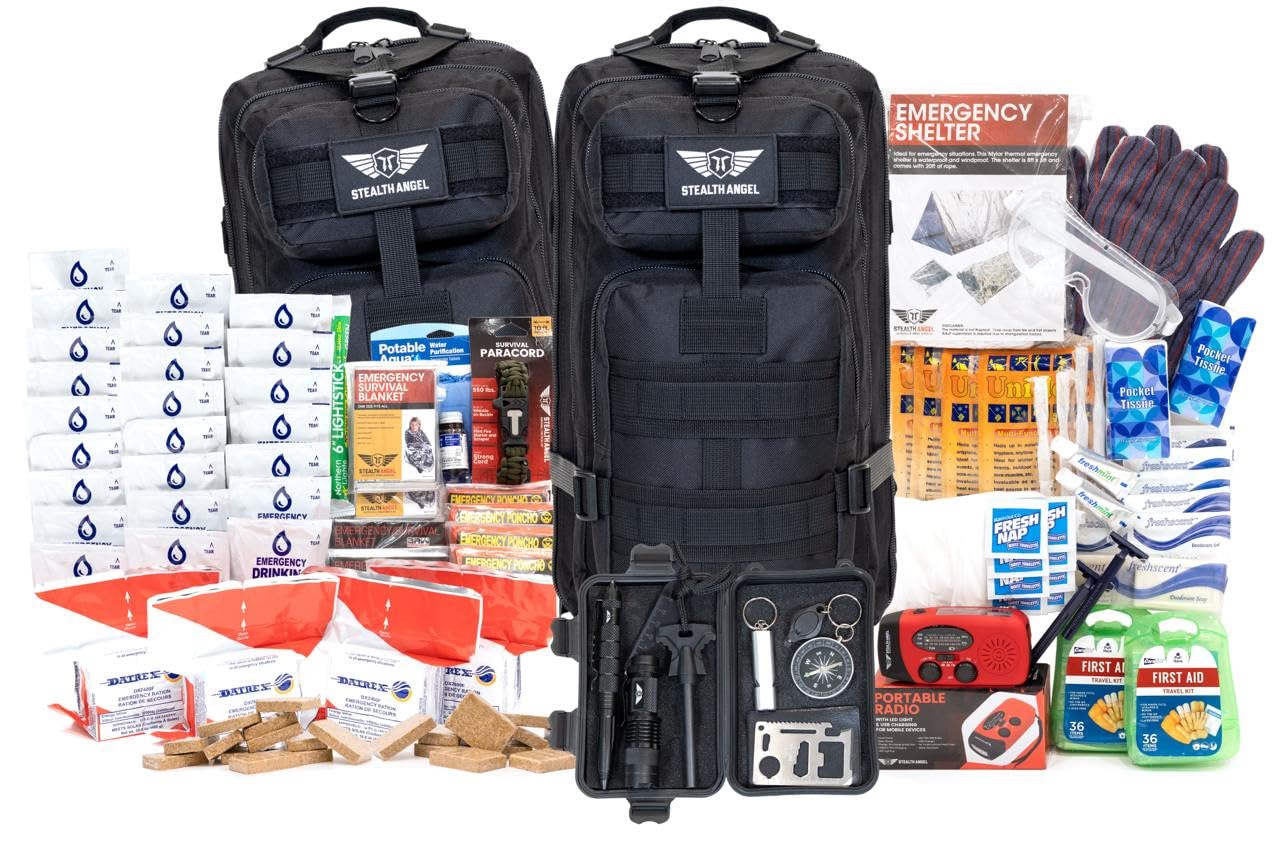 Stealth Angel Survival - 72 Hour Family Emergency Kit - 1-5 Person Survival Bag for Earthquakes, Hurricanes, and Other Natural Disasters