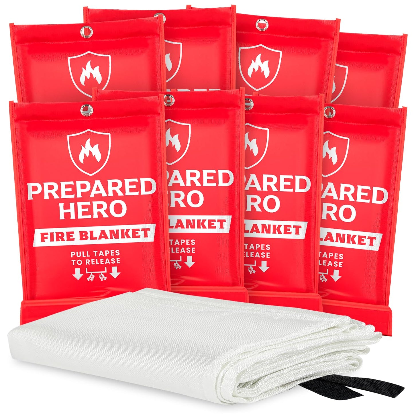 Prepared Hero Emergency Fire Blanket - 2 Pack - Fire Suppression Blanket for Kitchen, 40” x 40”, for Home, Fiberglass Fire Blanket.