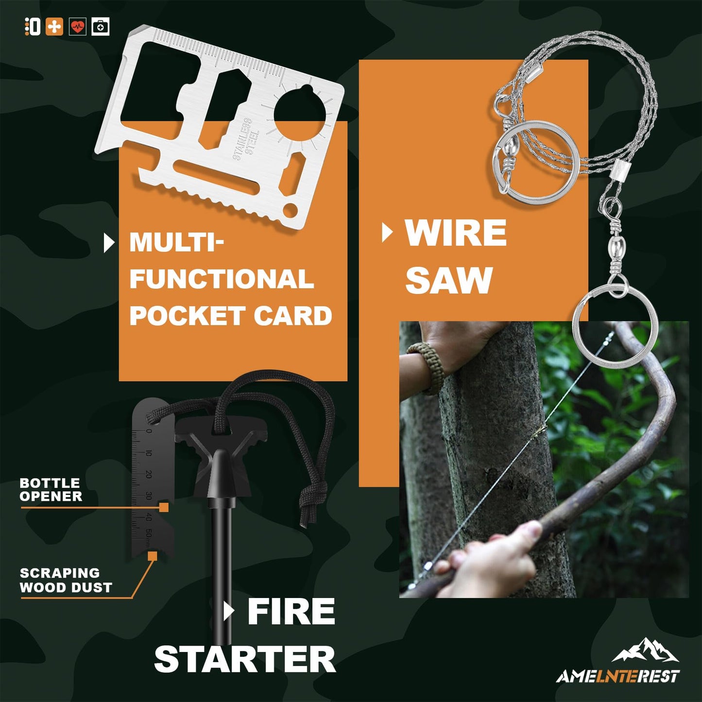 Survival Kits, 174Pcs Survival Gear First Aid Kit IFAK with Molle System Essential Camping Gear Emergency Medical Supplies for Car Fishing Hunting Outdoor Adventure