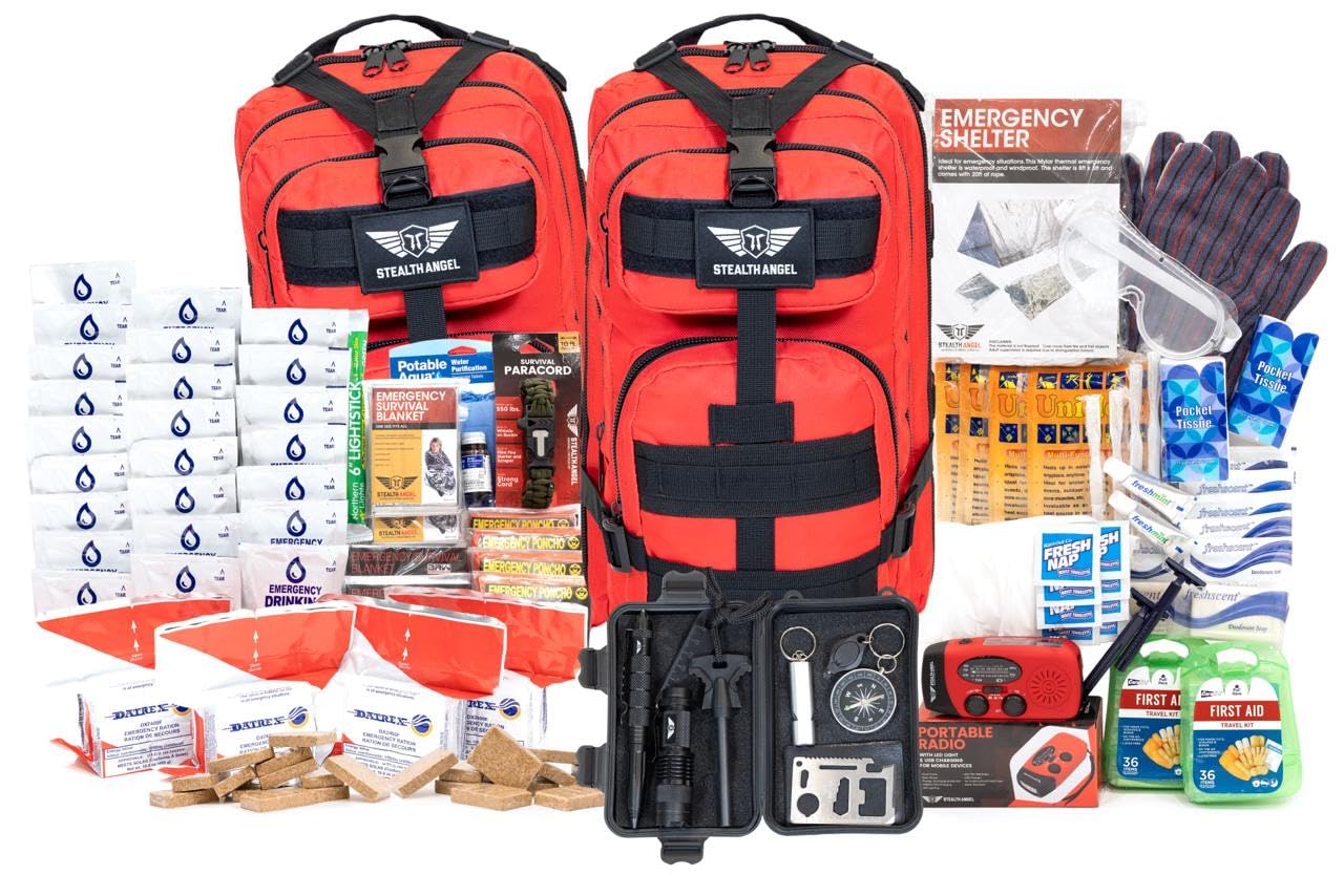 Stealth Angel Survival - 72 Hour Family Emergency Kit - 1-5 Person Survival Bag for Earthquakes, Hurricanes, and Other Natural Disasters