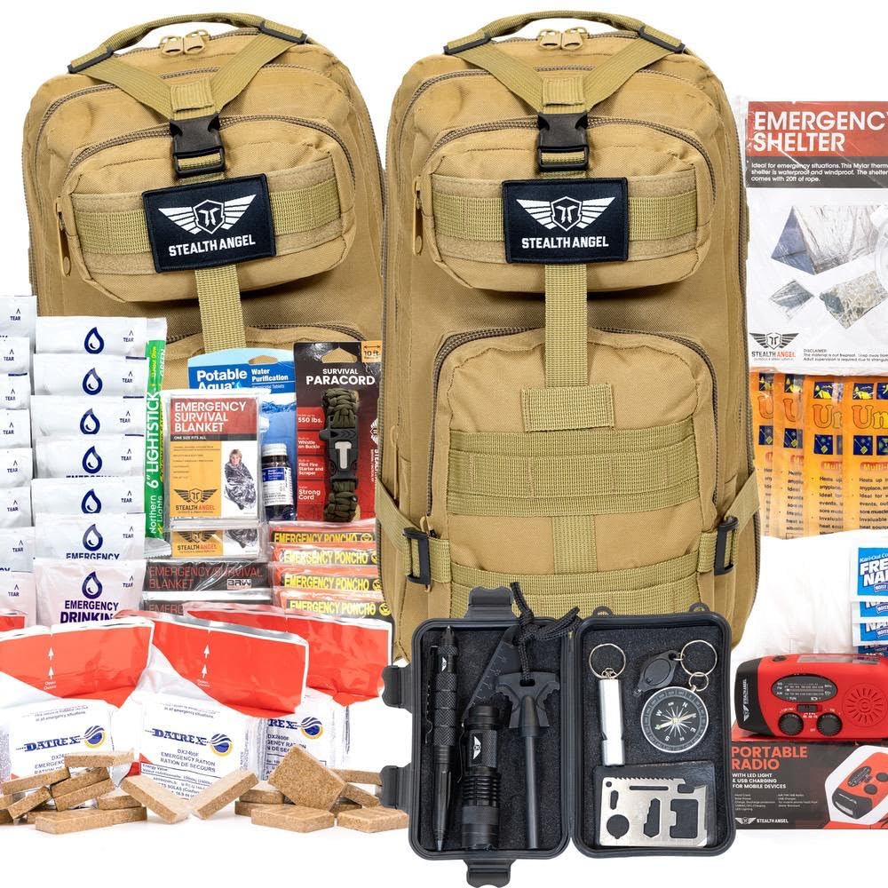 Stealth Angel Survival - 72 Hour Family Emergency Kit - 1-5 Person Survival Bag for Earthquakes, Hurricanes, and Other Natural Disasters