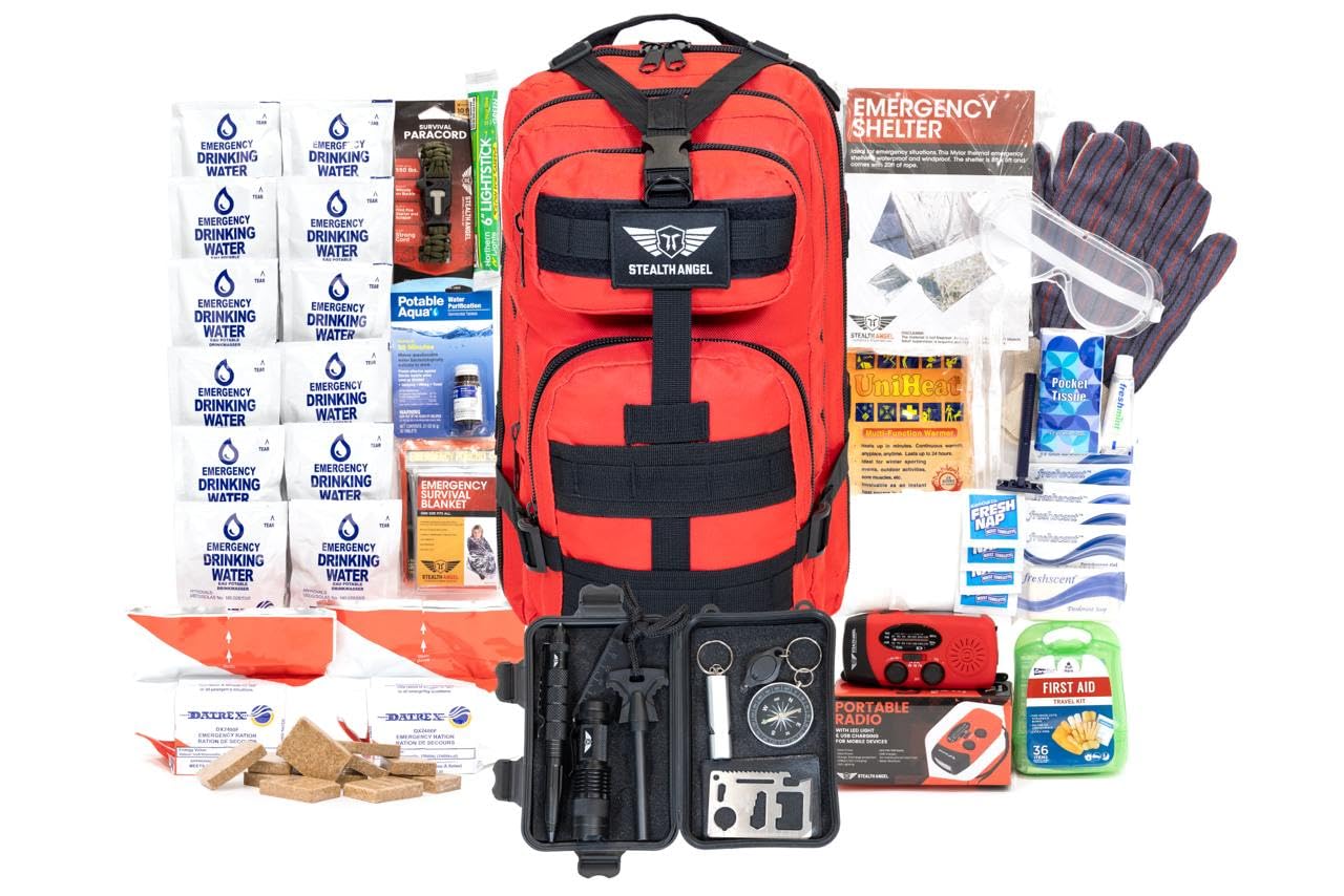 Stealth Angel Survival - 72 Hour Family Emergency Kit - 1-5 Person Survival Bag for Earthquakes, Hurricanes, and Other Natural Disasters