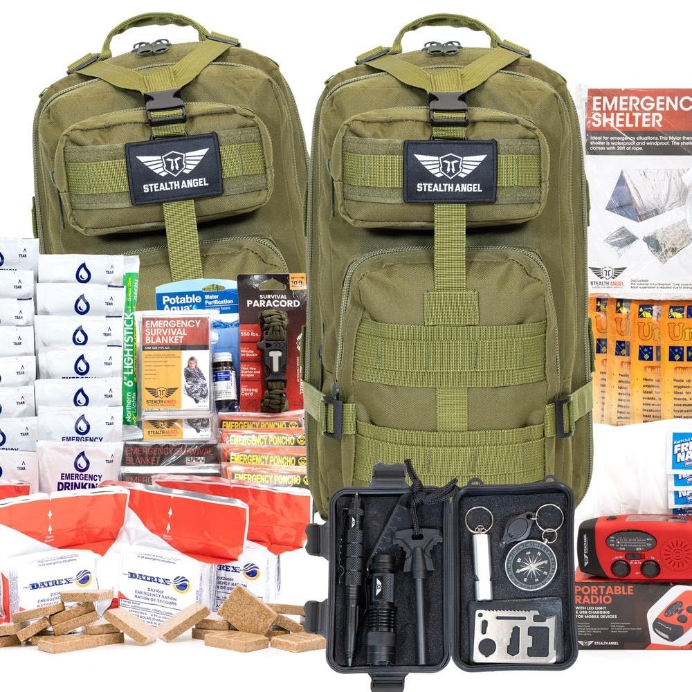 Stealth Angel Survival - 72 Hour Family Emergency Kit - 1-5 Person Survival Bag for Earthquakes, Hurricanes, and Other Natural Disasters