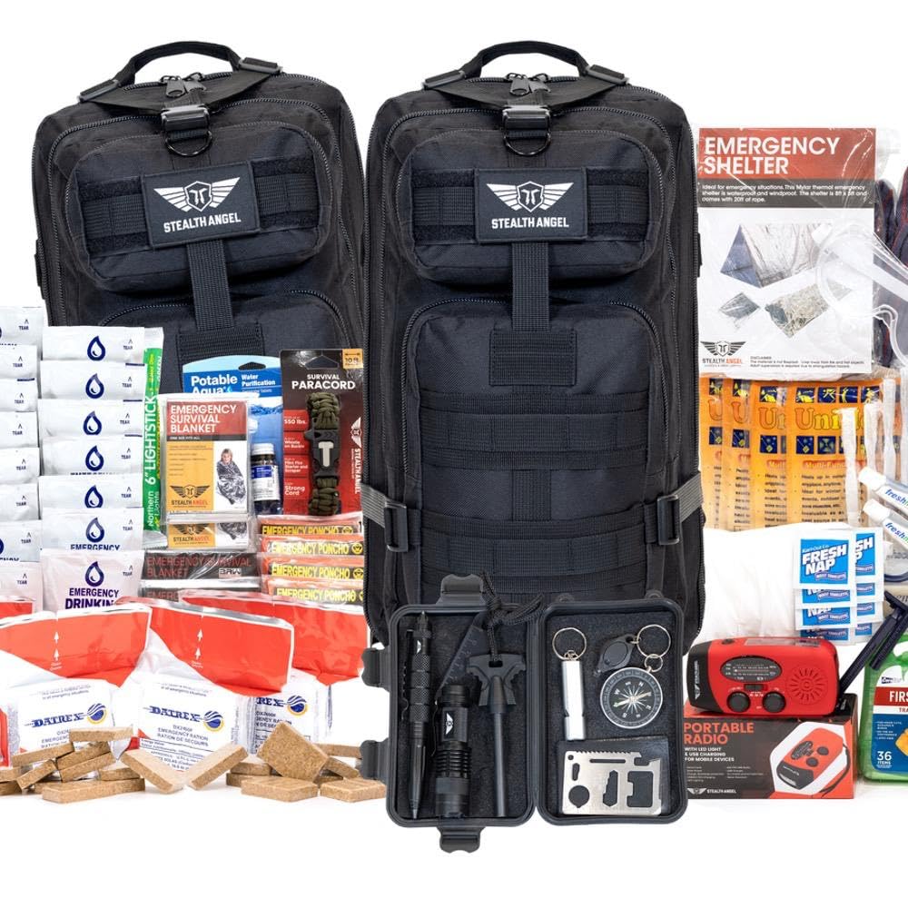 Stealth Angel Survival - 72 Hour Family Emergency Kit - 1-5 Person Survival Bag for Earthquakes, Hurricanes, and Other Natural Disasters