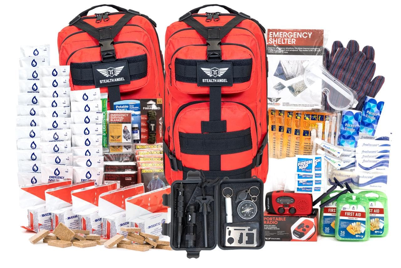 Stealth Angel Survival - 72 Hour Family Emergency Kit - 1-5 Person Survival Bag for Earthquakes, Hurricanes, and Other Natural Disasters