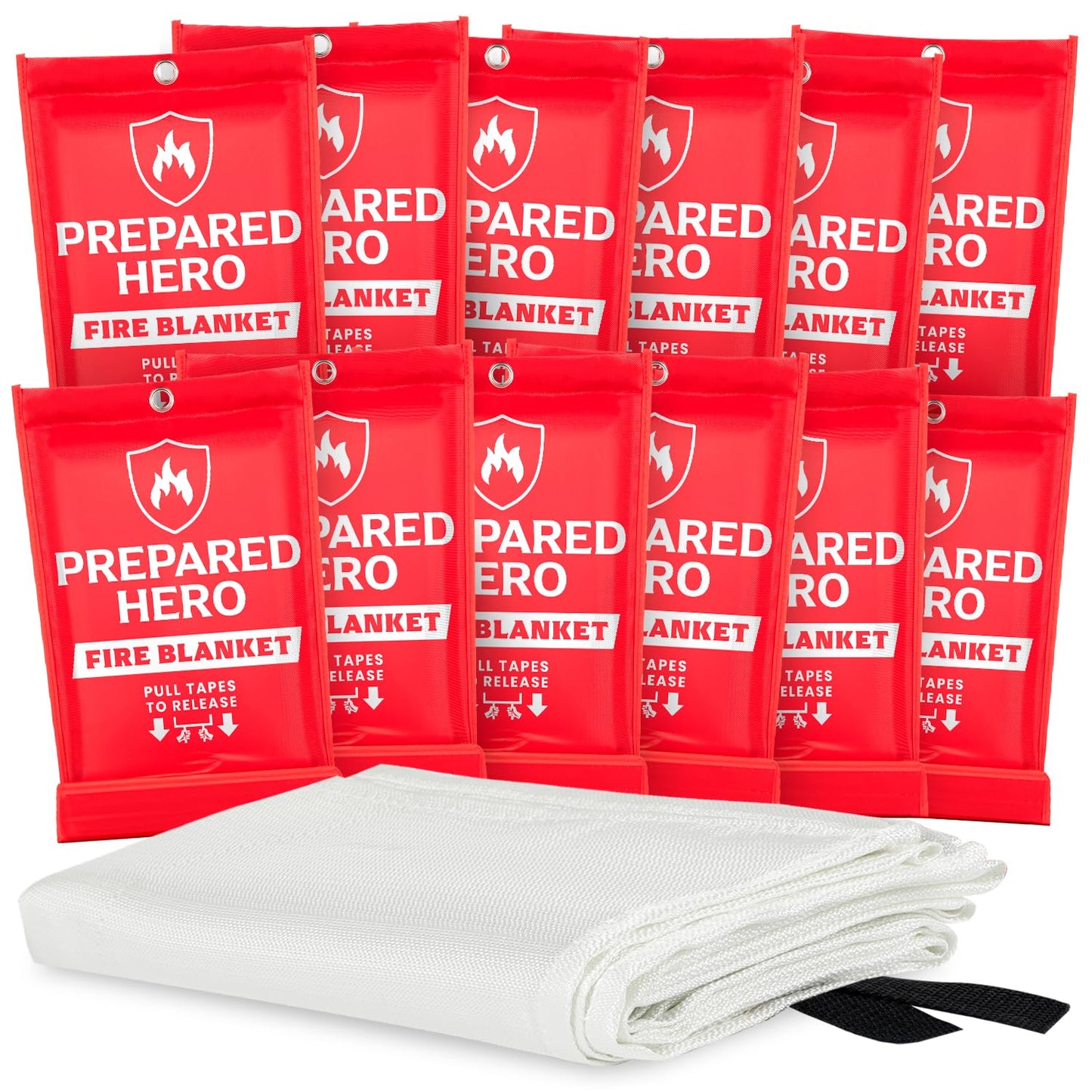 Prepared Hero Emergency Fire Blanket - 2 Pack - Fire Suppression Blanket for Kitchen, 40” x 40”, for Home, Fiberglass Fire Blanket.
