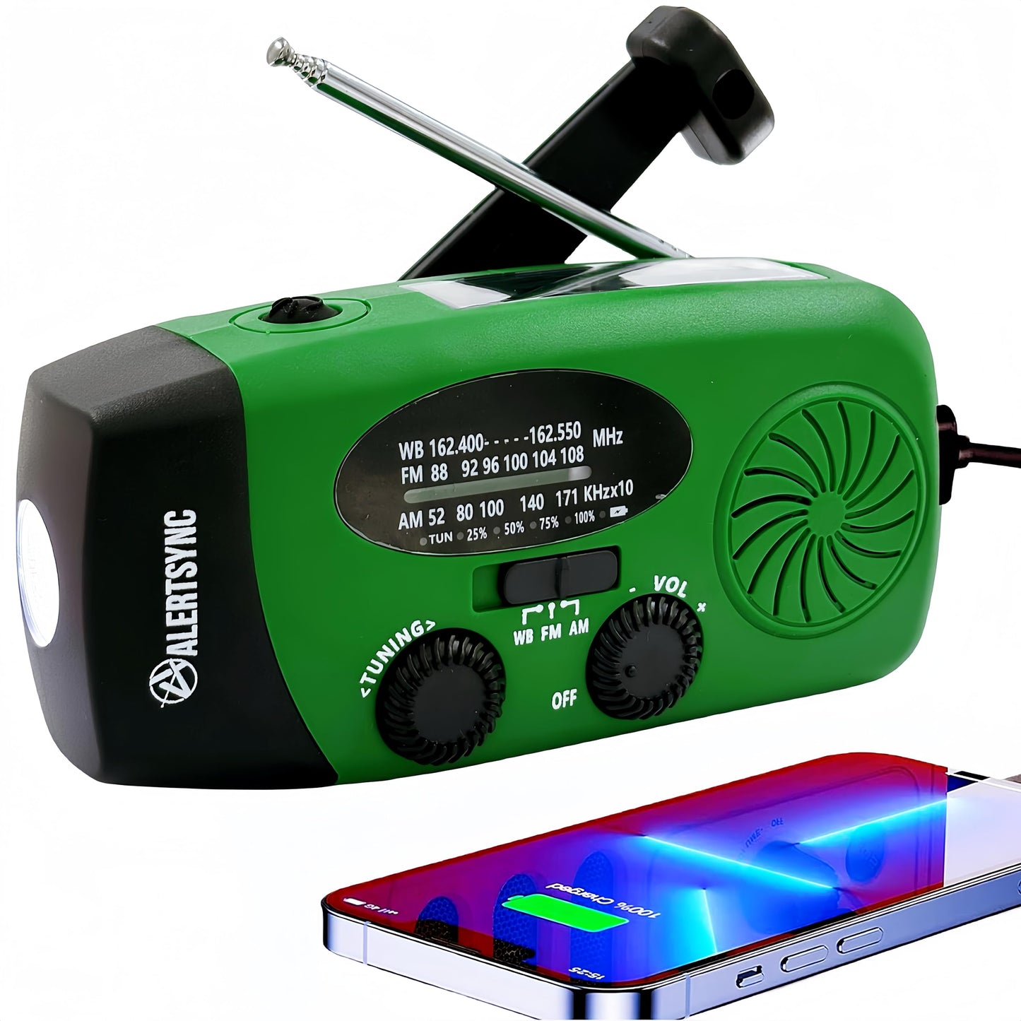 Solar Emergency Hand Crank Weather Radio, Portable Self Powered NOAA AM/FM Radios with SOS Alarm LED Flashlight 2000mAh Smart Phone USB Charger for Camping (Red)