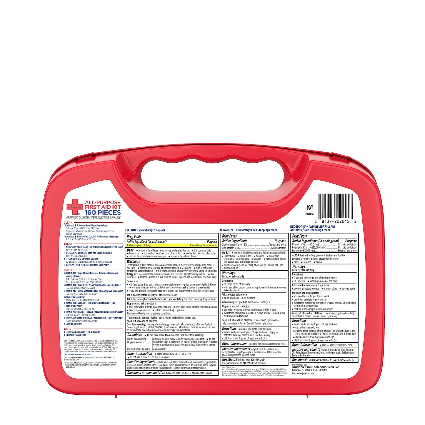 All-Purpose Portable Compact First Aid Kit for Minor Cuts, Scrapes, Sprains & Burns, Home, Car, Travel, Camping & Outdoor Emergency Kit, FSA/HSA Eligible, 160 Pieces
