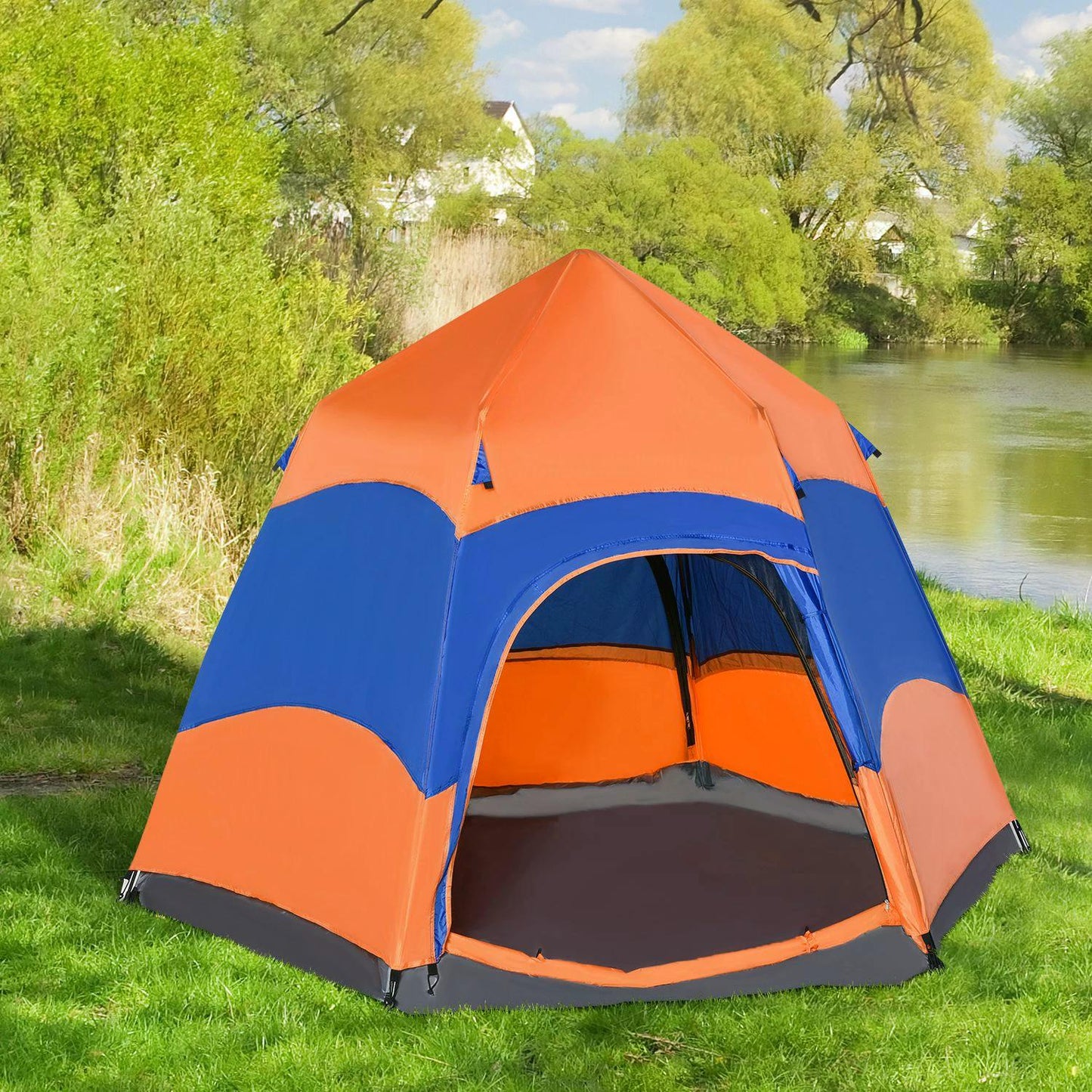 Six Man Hexagon Pop Up Tent Camping Festival Hiking Shelter Family Portable-1