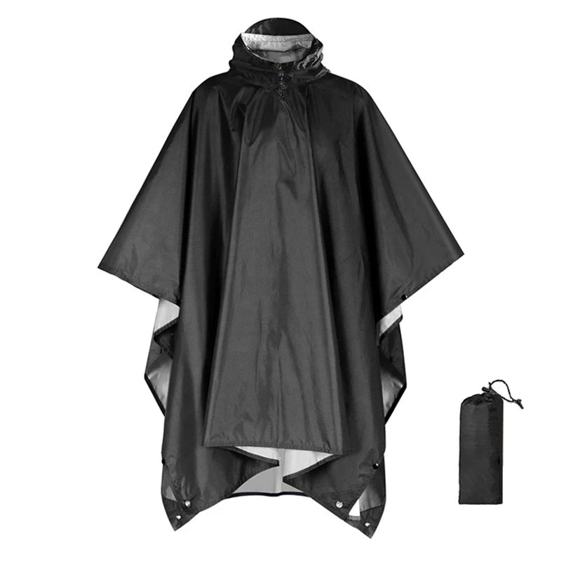 Outdoor 3 In 1 Military Raincoat Hooded Sleeve Waterproof Rain Poncho Motorcycle Rain Cover Camping Hiking Travel Rainwear Tent