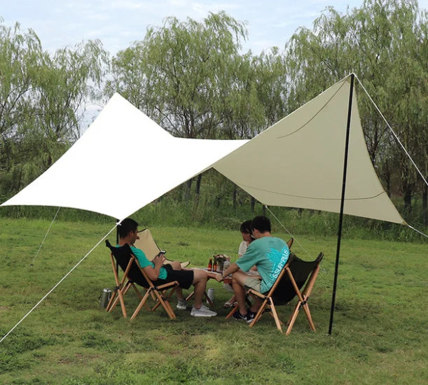 TAP Outdoor Waterproof Rain Fly Tent Shelter Essential Survival Gear Sunshade Awning Hexagonal Shaded Camping Tarp For Hiking