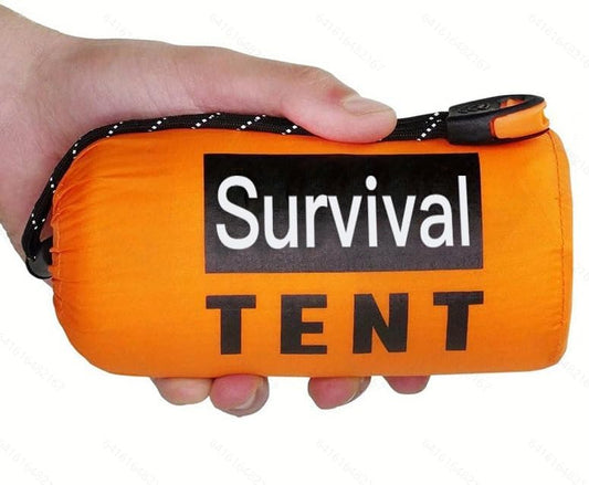 Emergency 2-Person Orange & Gray Survival Tent with Whistle & Paracord, Storm & Tornado Shelter, Tactical for Camping & Survival Kit