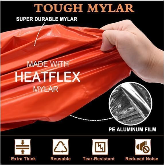Emergency 2-Person Orange & Gray Survival Tent with Whistle & Paracord, Storm & Tornado Shelter, Tactical for Camping & Survival Kit