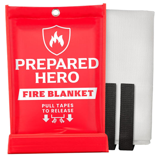 Prepared Hero Emergency Fire Blanket - 2 Pack - Fire Suppression Blanket for Kitchen, 40” x 40”, for Home, Fiberglass Fire Blanket.