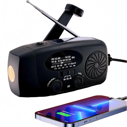 Solar Emergency Hand Crank Weather Radio, Portable Self Powered NOAA AM/FM Radios with SOS Alarm LED Flashlight 2000mAh Smart Phone USB Charger for Camping (Red)