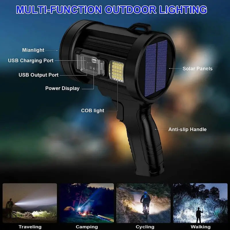 Ultra Bright Rechargeable Spotlight Flashlight with Color Filters - Perfect for Camping-1
