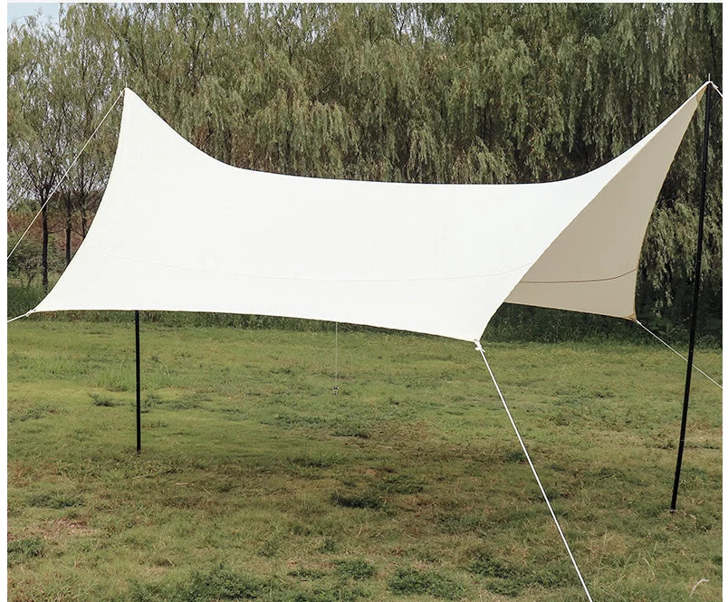 TAP Outdoor Waterproof Rain Fly Tent Shelter Essential Survival Gear Sunshade Awning Hexagonal Shaded Camping Tarp For Hiking