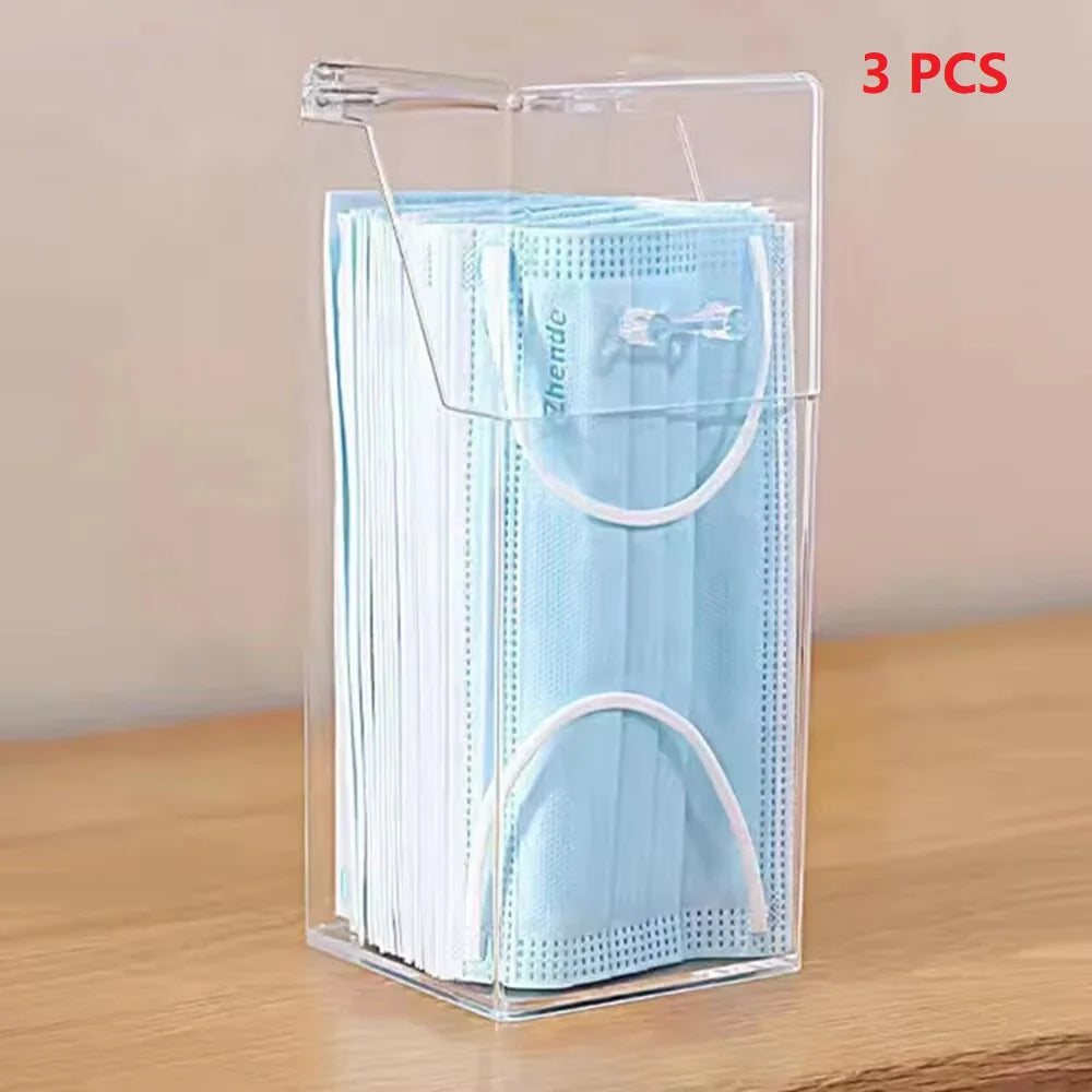 1/3PCS Transparent Mask Storage Box With Cover Dust Mouth And Nose Cover Door Desk Entrance Mask Box