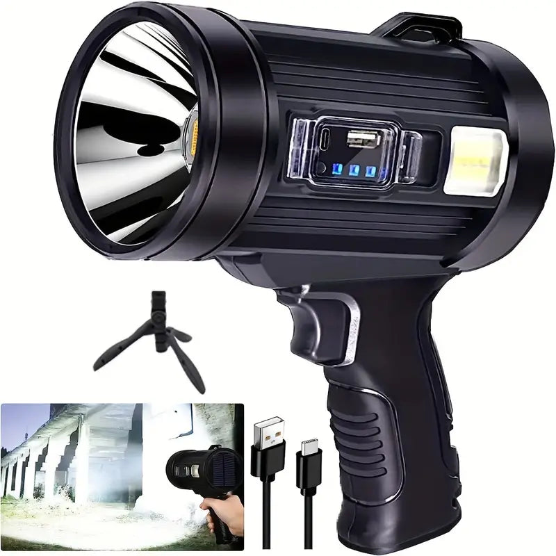 Ultra Bright Rechargeable Spotlight Flashlight with Color Filters - Perfect for Camping-0