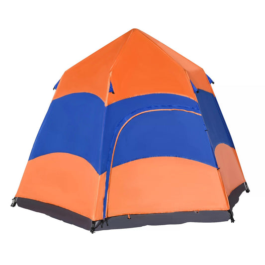 Six Man Hexagon Pop Up Tent Camping Festival Hiking Shelter Family Portable-0